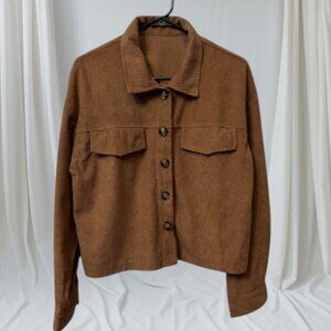 Women’s Brown Corduroy Button-Up Jacket Shacket Size L